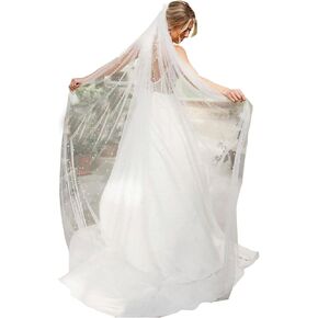 Pearl Bridal Veil with Comb Tulle Veil for Weeding Engagement Ceremony Headband Decorations