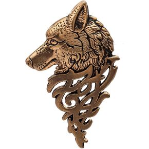 Viking Wolf Pin, Vintage Wolf Head Brooch for Men's Suit, Kilt, and Cloak, Retro Animal Pin for Formal and Casual Wear