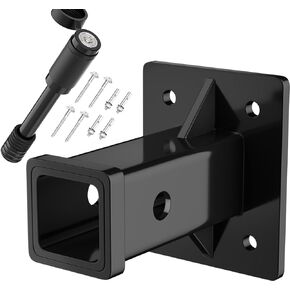 Bolt On Receiver Hitch with 5/8" Pin Dia Anti-Theft Hitch Lock,Hitch Wall Mount 2 Inch Opening Hitch Receiver Plate, Bumper Trailer Hitch Extender Receiver, Max Load 15000LBS