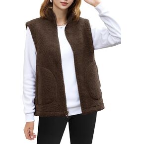 YUCOLEN Womens Polar Fleece Vest Outerwear with 4 Pockets Soft Lightweight Sleeveless Coat for Women with Full Zipper