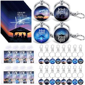 Christmas Christian Gifts Jesus Loves You Keychains Nativity Scene Cards Religious Church Sunday Gifts for Women