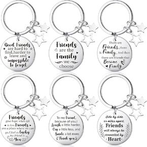 Cunno 6 Pieces Friendship Keychain Gifts, Best Friend Inspirational Keychain, Friendship Jewelry Appreciation Keychain (Star Pattern)