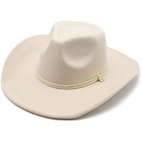 Women&Mens Retro Cowboy Hat Classic Western Felt Cowgirl Hat for Cowboy&Cowgirl with Adjustable Neck Draw String