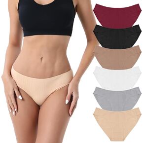 Womens Underwear Cotton Underwear for Women Seamless Hipster Bikini Briefs Panties Plus Size 6-Pack