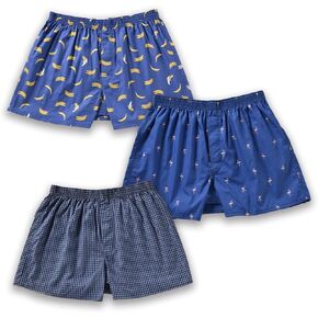 Mens Boxer Shorts for Men 100 Cotton Funny Sleep Short Inseam Woven Pattern Plaid Pajamas Multipacks