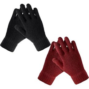 Winter Gloves - 2/1 Pairs Women's Winter Gloves, Knit Touchscreen Gloves Women Men, Gloves for Cold Weather