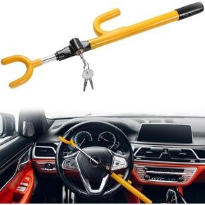 Vehicle Steering Wheel Lock,Heavy Duty Extended Anti Theft Device Security Car Lock with Adjustable Length Hook Clamp and 3 Keys Universal Fit for Sedan,Truck,Van and SUV