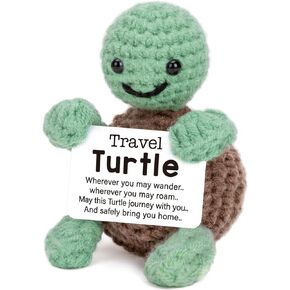 Travel Turtle Gifts for Women Men, Lucky Turtle Gifts Good Luck Gifts for Friends Birthday, Handmade Knitting Cute Turtle Gifts with Lucky Card, Funny Turtle Gifts for Turtle Lovers