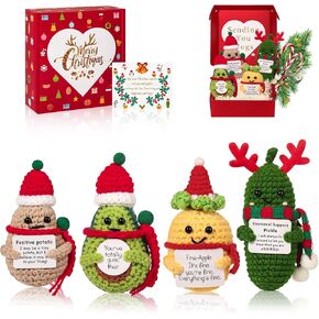 Funny Christmas Crochet Doll,Cute Emotional Support Doll as a for Her,Positive Potato Plush Crochet for Christmas Decoration,Handmade Crochet Unique Gifts for Men