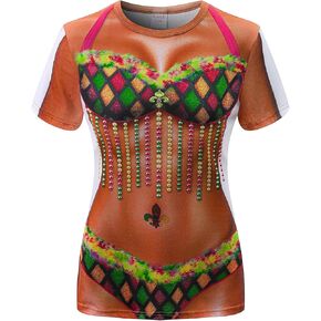 Womens Mardi Gras 3D Printing Costume T-Shirts