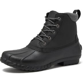 Lands' End Dakota Waterproof Boots for Men - Insulated Warm Mens Duck Boots, Black or Brown, Size 7 to 15, Medium and Extra Wide Width - Winter, Snow or Rain Boots Men