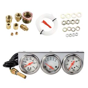 Triple Gauge Kit, Oil Volt Water Gauge, 2" Chrome Oil Temp Water Temp Gauge Temperature Oil Pressure Voltage Gauge Sensor 3 in 1 Car Meter Auto Gauge