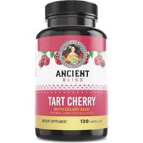 Ancient Bliss Tart Cherry Capsules, Inflammation & Joint Support Supplement for Men & Women, Tart Cherry Supplement to Support Digestion, Sleep & Vitality (120 Capsules)