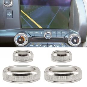 Compatible with Center Console Air Conditioner Volume Knob Caps Panel Trim Decorative Frame Aluminum Alloy Rings Interior Accessories for Chevrolet Corvette C7 2014-2019 (4pcs,Red)