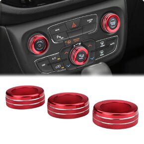 Auovo Volume/Tune Control A/C Control Knob Covers Compatible with Compass Accessories 2021 2022 2023 2024 Center Console Control Switch Knob Button Cover Trim Car Interior Trim Decorations(Red)