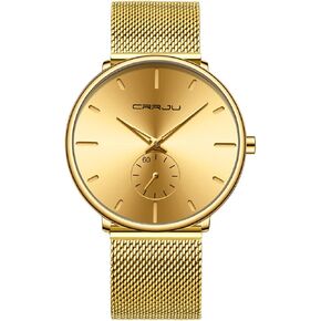 Mens Watches Ultra-Thin Minimalist Waterproof - Fashion Wrist Watch for Men Unisex Dress with Stainless Steel Mesh Band