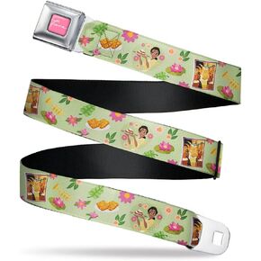 Disney Belt, Seatbelt Buckle Belt, The Princess and the Frog Tianas Place Collage Greens Pinks, Adjustable
