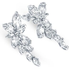 Wedding Earrings Elegant Dangle Drop CZ Marquise Cubic Zirconia AAAAA 18K Gold Plated Rhinestone Luxurious for Brides Bridal Wedding Women Precious Crystal