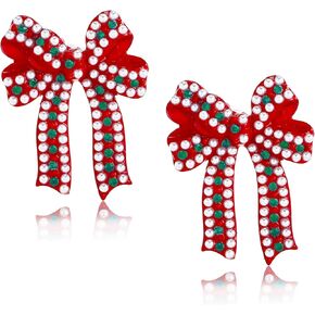 Christmas Theme Earrings Bow Colorful Light Bulbs Rhinestone Earrings Gingerbread Man Christmas Tree Reindeer Christmas Jewelry Gift