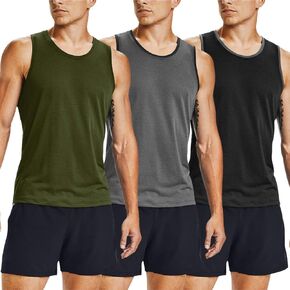 COOFANDY Men's Athletic Running Tank Tops 3 Pack Sleeveless Workout Gym Shirts Muscle Tee Casual Beach T Shirt