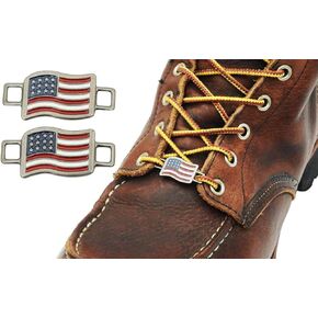 2 USA Flags Shoes Boot Lace Keeper Set US American Workers Shoelace Charms for Shoes Sneakers
