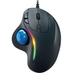 Trackball Mouse Wired, Ergonomic Comfort Design Reduces Muscle Strain, USB Plug&Play, Easy Thumb Control, Precision Tracking with 5 Adjustable DPI, RGB Rollerball Mouse Compatible for PC, Mac, Windows