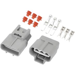 3 Pin Electronic Fan Control Connector Plug - Car Male Female Wire Terminal Connector - for Toyota Plastic Gray - 1 Set