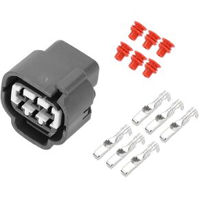 6 Pin Front Headlight Connector Plug - Car Female Wire Terminal Connector - for Toyota Plastic Gray - 1 Set