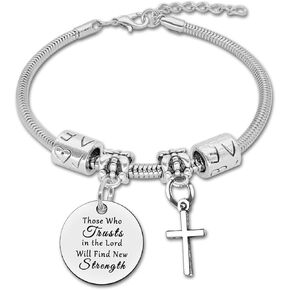 DlaeKua Inspirational Christian Gifts for Women Religious Bracelet Inspirational Gifts Religious Gifts for Friends Bible Verse Bracelet Faith Gifts Baptism Gifts First Communion Gifts