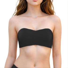 Strapless Bras for Women Bandeau Bra Padded Bralette Non-Slip Wireless Bra with 2Straps Suitable for Strapless Dress