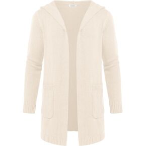 COOFANDY Mens Long Open Front Cardigan Sweater Lightweight Hooded Knitted Cardigan Sweaters with Pockets