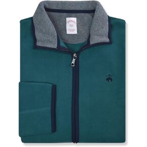 Brooks Brothers Mens Contrast Polar Fleece Polyester Full Zip Sweater,