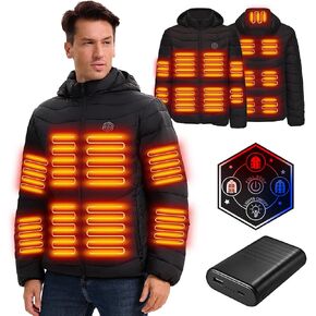 Unilove Heated Jackets for Men with 20000mAh Battery Pack 15 Heating Zones Mens Heated Jacket Heated Coat Heated Hoodie