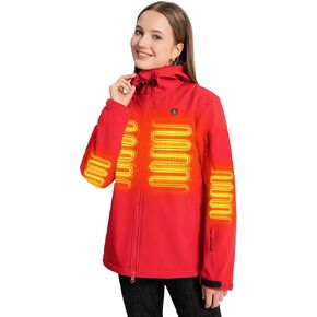 Heated Jacket for Women, ANTARCTICA GEAR Winter Coat with 12V 16000mAh Battery Pack, Soft Shell Heating Hood Jacket