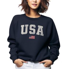 USA Fourth of July Holiday Unisex Sweatshirt | Comfortable Patriotic Pullover for Men & Women (Navy)