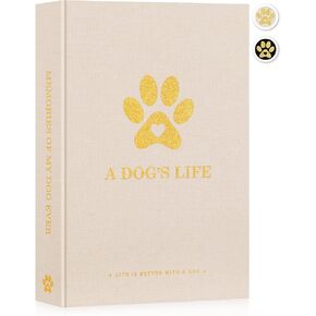 Lanpn Cute Puppy Photo Album 4x6 300 Pockets, Linen Cover Holds 300 Horizontal 4 x 6 Photos with Memo Writing Area Dogs Memory Book Keepsake for Dog Lovers Beige
