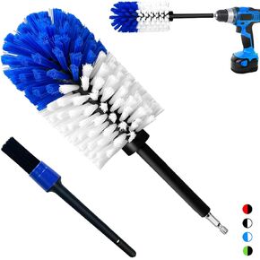 Wheel Brush Kit, Soft Drill Wheel Cleaner Brush, No Scratches Highly Dense Car Cleaning Brush Set for Wheels, Rims, Engines, Exhaust(Red/Black,2Pcs)