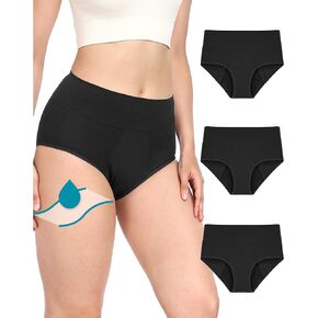 Neione Women Period Underwear Heavy Flow High-Waisted Cotton Panties Menstrual Briefs Holds 4 Tampons