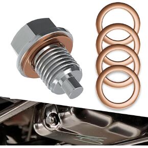 1 PC Oil Drain Plug, M14x1.5 Oil Drain Plug with 5 PCS Copper Washer Gaskets, Heavy Duty Oil Plug Anti Leakage Replacement, Compatible with Kia Ford GM Hyundai