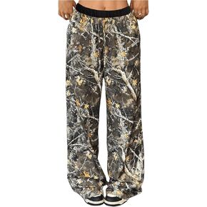 SHENHE Girl's Camo Pants Wide Leg Loose Pants Elastic Waist Y2k Baggy Pants Trousers