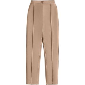 Floerns Girl's Solid Elastic High Waist Pants Straight Leg Casual Tapered Pants