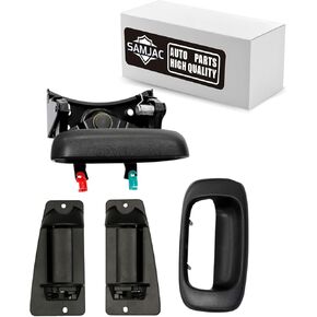 Set of 3 Tailgate Handle Latch, Bezel Trim with Rod Clips, and Extended Cab Door Handle Set | for 1999-2007 Chevy Silverado GMC Sierra 1500 2500 3500 | Replaces# 15997911, 15228539, 15228541