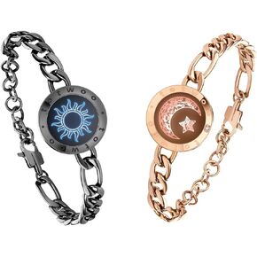 TOTWOO Touch Bracelets for Couples, Vibration & Light up for Love Couples Long Distance Relationship Gifts for Girlfriend Bluetooth Pairing Jewelry