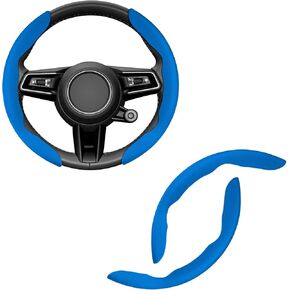 Amiss Car Nappa Leather Steering Wheel Cover, Car Interior Accessories, 2PCS Segmented Steering Wheel Protector, Universal 99% Car Wheel Cover Protector (Pink)