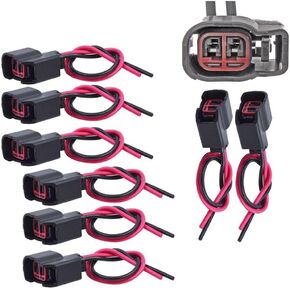 2 Wire 8 PCS EV6 EV14 Fuel Injector Connector Wire Harness Wiring Plug Compatible with Ford E-250 E-350 E-450 F-100 F-350 F-450 F150 F250 F350 F450 E150 E250 E350 E450 Super Duty Thunderbird Mustang