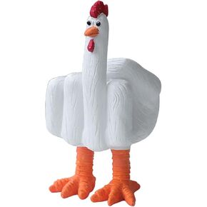 Funny Middle Finger Resin Garden Statue, Middle Finger Duck/Cock Quirky Home and Desk Decoration, Unique Gift Creativity, Home Decoration Sculpture for Office Desk Gift (White)