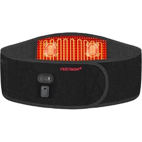 Heated Waist Belt, Cordless Heating Pad for Low Back, Electrical Heating and Massage, Rechargeable Battery Powered