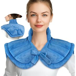 NEWGO Microwave Heating Pad fo Neck Shoulder Pain Relief, Hot Cold Therapy Heated Neck Shoulder Wrap Moist Heat Pack - Blue