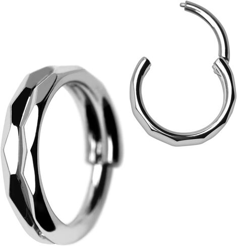 Pierced Owl 16GA 316L Stainless Steel Faceted Double Layer Hinged Segment Clicker Ring in Saudi Arabia