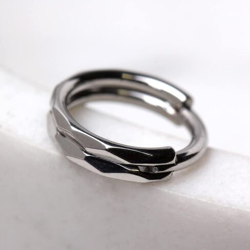 Pierced Owl 16GA 316L Stainless Steel Faceted Double Layer Hinged Segment Clicker Ring in Saudi Arabia
